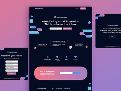 HumanPower - Teaser Landing Page ai app artificialintelligence coming soon email funding investor landing page one page productivity teaser ui ux virtual intelligence web web design website