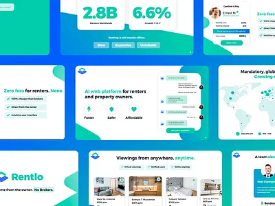 Rentlo - Pitch Deck Full Preview ai booking funding deck housing investor investor deck keynote keynote design keynote template pitch deck pitch deck design pitch deck designer pitch deck template powerpoint rental renting sales deck startup ui ux