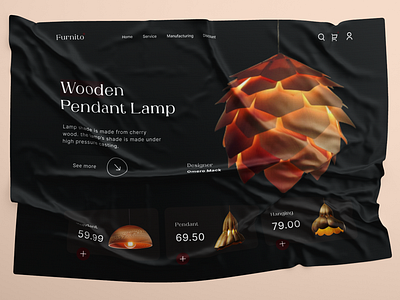 E-commerce - Pendant Lamp Header Design branding e commerce furniture landing page design graphic design hero section home decoration home decoration landing page interior design interior landing page design landing page landing page design light pendant lamp header design ui ux