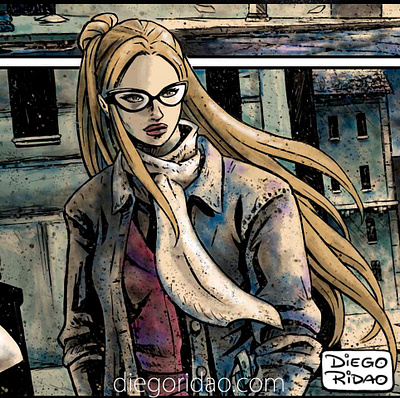 "When the city sleeps" color comic diego ridao digital editorial girl horror illustration ink ridao