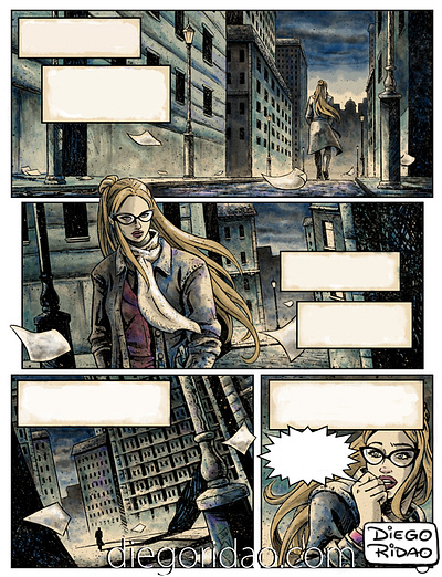 "When the city sleeps" color diego ridao digital editorial girl horror illustration ridao