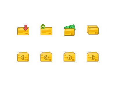 Collection of card icons bank card cash credit debit design figma gold icons online sketch