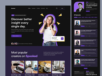 Spooked - Podcast Website Exploration 🎙 animation app case study clean design landingpage minimalist podcast podcast landingpage podcast website podcaster podcasting radio ui ux web web ui websites