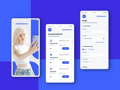 mindswarms - Application Design app application blue design details log in mobile product project ui uiux user userexperience userinterface ux