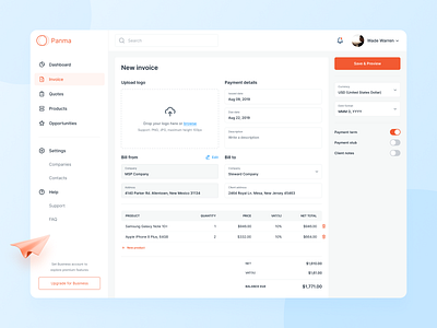 Invoice Concept billing bills clean components concept daily ui dashboard design finance fintech invoice navigation ui ux uploads user experience user interface web web design website design