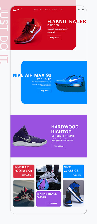 Simple nike landing page - final branding design figma flat minimal ui ux web website