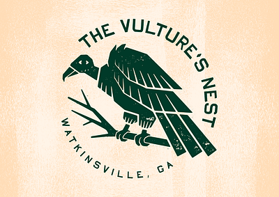 The Vulture's Nest badge badge logo bird branding design identity illustration logo rough texture vector vulture