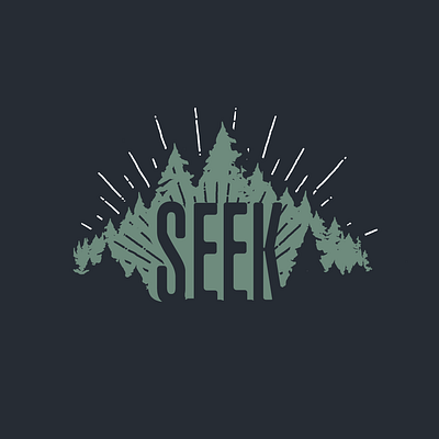 Seek design evergreens faith illustrator outdoors silhouette trees tshirt art vector