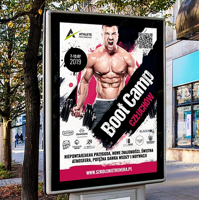 Boot Camp Poster athlete athlete performance boot camp branding camp coach design dumbbells event graphic design gym muscles personal trainer poster sport trainer training camp