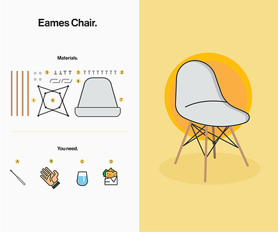 Assemble your Eames chair chair design eames icons illustration industrial design product