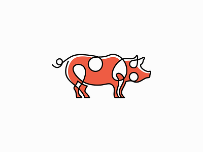Pig Logo for Sale abstract animal barbeque branding butcher design emblem farm geometric icon illustration lines logo mark pig pork premium restaurant sale vector