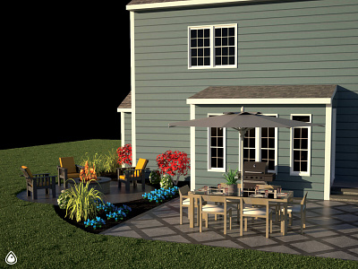 Patio Design 3d landscape rendering sketchup