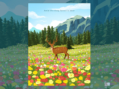 Spring-deer illustration