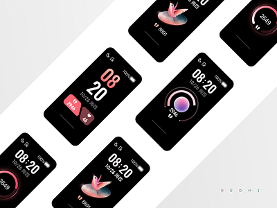 Redmi Clock Dial black white design illustration pink ui