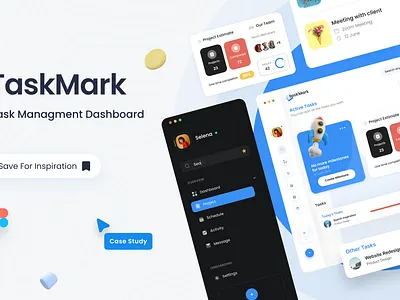 TaskMark | Task Management Dashboard | Dashboard UIUX Design branding dashboard dashboard casestudy dashboard components dashboard design invoices management minimal product design productivity project management schedule task list task management taskmanagement tasks timelines ui