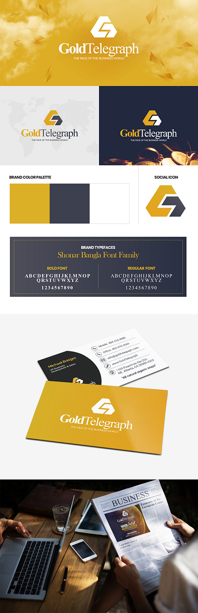 Gold Telegraph Logo Design branding design graphic design logo logo design ui ux