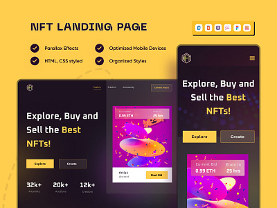 Exclusive Dark NFT Marketplace Website UI UX Responsive Design branding cryptocurrency dark mode design nft nft landing page nft marketplace nft website nfts responsive design ui ui design uiux uiux design ux ux design web design website design