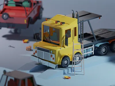 Maintenance and repair mode 3d 3d art b3d blender blender3d lowpoly lowpoly3d lowpolyart lowpolygon truck trucks van workshop