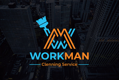 Work Man Cleaning Service cleaning logo corporate logo iconic logo logo design logodesign service logo typography