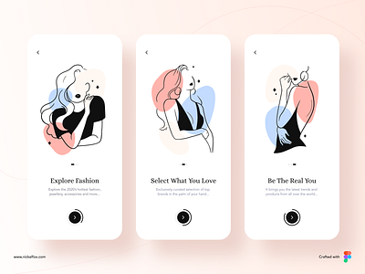 Fashion App Onboarding app black branding branding concept cards clean design ecommerce fashion fashion app figma freebies illustration ios minimal onboarding online typogaphy typography ui