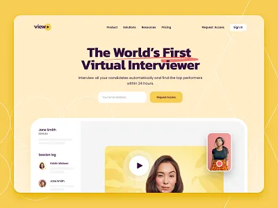 Interview LP branding bright clean design graphic design illustration landing moderd product ui web