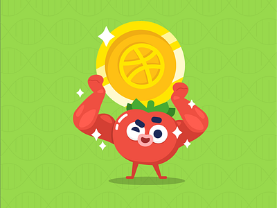 Super Tomato! coins cute dribbble illustration lifting muscle patterns tomato