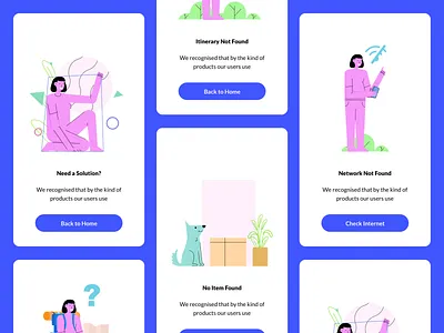 Empty States app branding character design dog empty state graphic illustration not found product stuck travel ui vector woman
