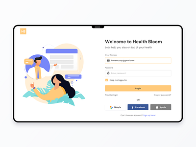 Login Page - Healthcare dailyui healthcare hospital illustrator login medical uiux website website design