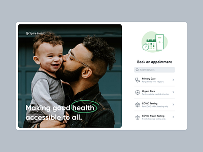 Spire Health-web landing screen app appointments book appointments care clean design health healthcare illustration landing screen minimal product design simple ui ux web website