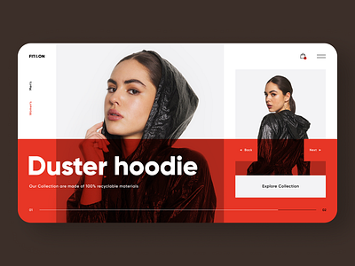 fit&on app clean creative fashion flat homepage hoodie klein landingpage minimal minimalistic model product red shop slider ui web webdesign 插图