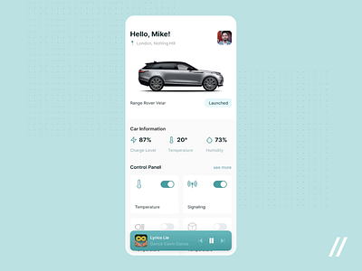 Automotive App Design animation app car control panel design mobile mvp online purrweb react native smart car startup ui ux vehicle