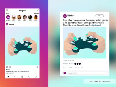 pinkstinks social media campaign concept ad campaign adobe advertising concept design graphic design illustrator instagram post social media social media design twitter