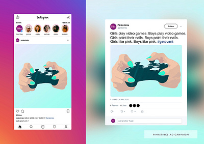 pinkstinks social media campaign concept ad campaign adobe advertising concept design graphic design illustrator instagram post social media social media design twitter