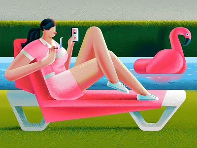 CALLADITA digital digitalart digitalillustration flamingos illustration illustrator movie summer summertime swimming pool women