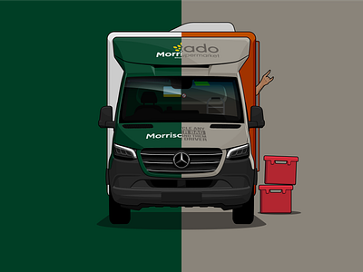 Lockdown Doodle: Mercedes Sprinter car colour covid19 delivery design green illustration illustrator lockdown logo mercedes orange van vector