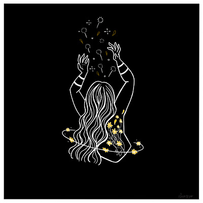 Dandelion blackandwhite dandelions digital illustration illustration procreate