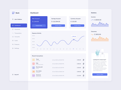 Online Banking Dashboard bank bank app banking banking app chart concept dashboad design finance finance app fintech ui ux web