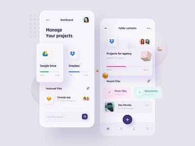 Manage your projects - App concept app app design application cloud storage concept design dropbox google drive minimalist mobile ui uidesign ux website