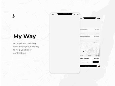 My Way app black concept design graphic design interface map mobile app plan planning road schedule task manager tasks time management travel ui ux ux ui ux design