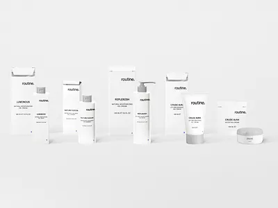 ROUTINE BRANDING SKINCARE brand branding branding design graphic design illustration logo mark minimal package packaging packagingdesign skincare skincare branding symbol visual identity wellnes wellness