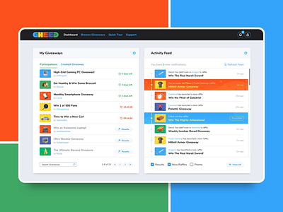 GHEED Dashboard activity feed contest dashboard dashboard animation dashboard design dashboard ui esports feed gaming gheed giveaway influencer influencer marketing news feed raffle refresh streamer streaming twitch youtube