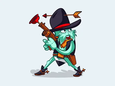 Cowboy character cartoon character cowboy fun illustration kids pencil vector