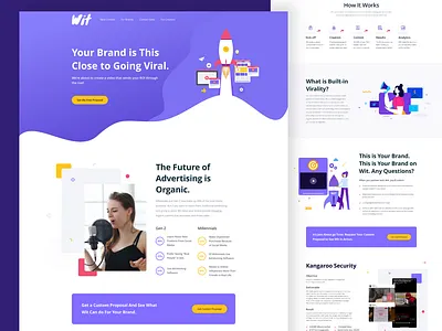 Brand Landing Page branding creative design illustration landing page purpol rocket singer social app ui uiux ux viral website yellow