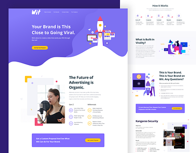 Brand Landing Page branding creative design illustration landing page purpol rocket singer social app ui uiux ux viral website yellow