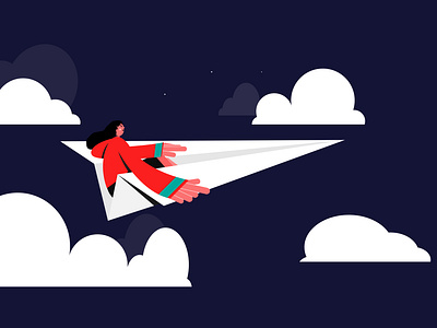 Girl on Paper Plane bangladesh character design flat illustration flatdesign illustration illustration art minimal minimalism vector