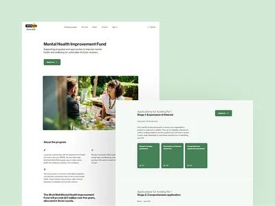 WorkWell • Mental Health Improvement Fund Landing Page accessible application funding government landing page mental health mental health awareness program