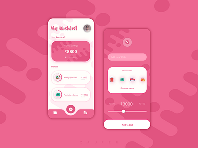 Wishlist - App Concept adobe xd app app design art branding clean dailyui design design inspiration flat flatdesign icon illustration logo minimal pink ui user experience ux wishlist