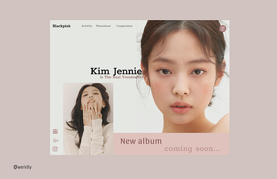 Jennie from Blackpink art design illustration minimal ui ux web website