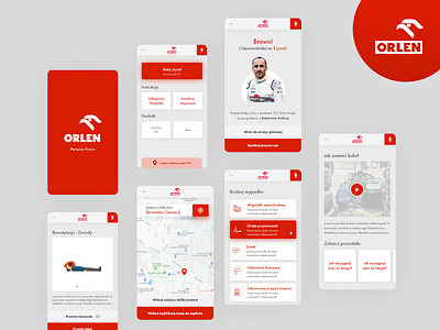 Orlen App - Hack Yeah 2019 app app design application application ui hackaton mobile modern red