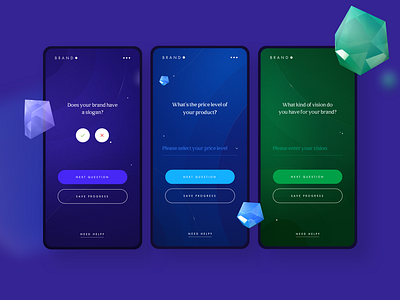 Brando • Online Brand Positioning Tool #4 blue brando c4d colors depth design green interactive microsite mobile planet purple questionnaire ui ui ux universe user experience user interface ux